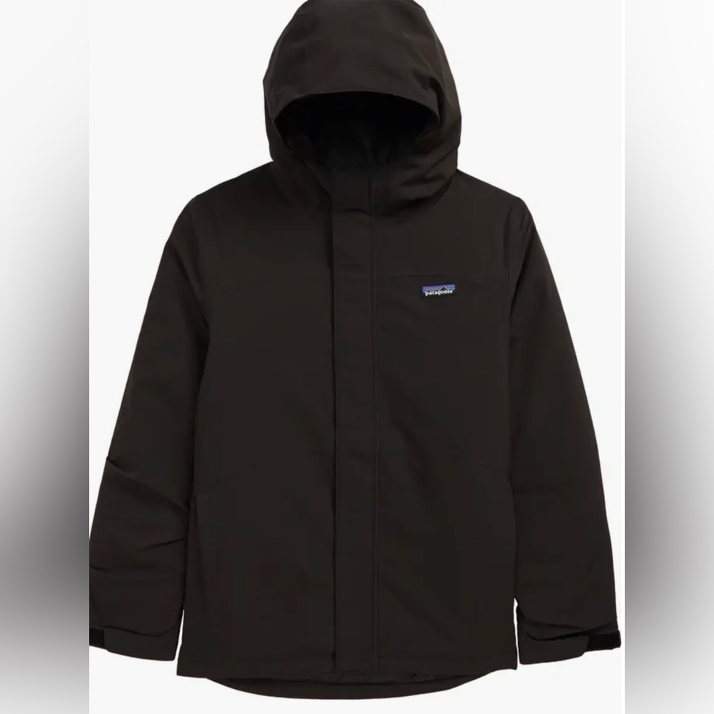 Patagonia sz 14 Youth boys Everyday Ready Waterproof Jacket Black one flaw shown